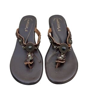 Matisse Women's Embellished Brown Wedge Sandals Size 8.5